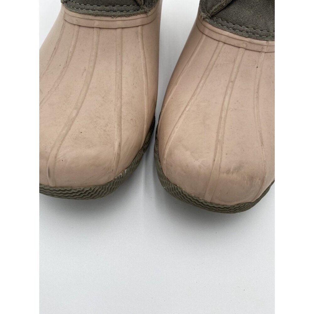 Women's Sperry Duck Boots STS85324 8.5 Grey LIght Pink Waterproof Rubber Suede - Picture 9 of 11
